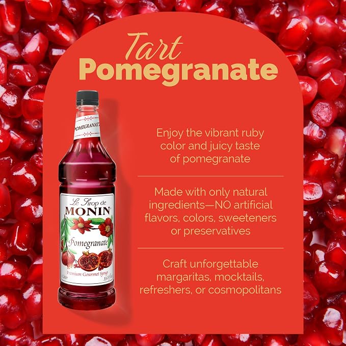 Monin - Pomegranate Syrup, Tart and Sweet, Great for Cocktails and Teas, Gluten-Free, Non-GMO (1 Liter) - Image 3