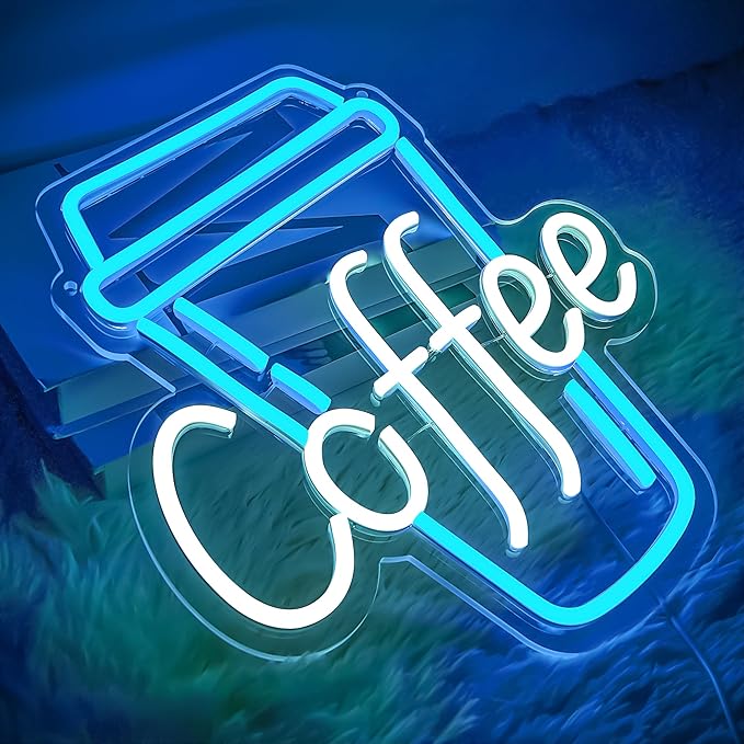 Coffee Neon Sign for Wall Decor Bright Led Neon Light for Business Sign Coffe Led Lights for Coffee Store Cafe Shop Bars Restaurant Hotels Salons Clubs Coffees Lovers Size 12.0 * 13.6in(XD341)