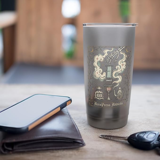 Gothic AeroPress Coffee Shirts Mystical Coffee Brewing Scene Stainless Steel Insulated Tumbler