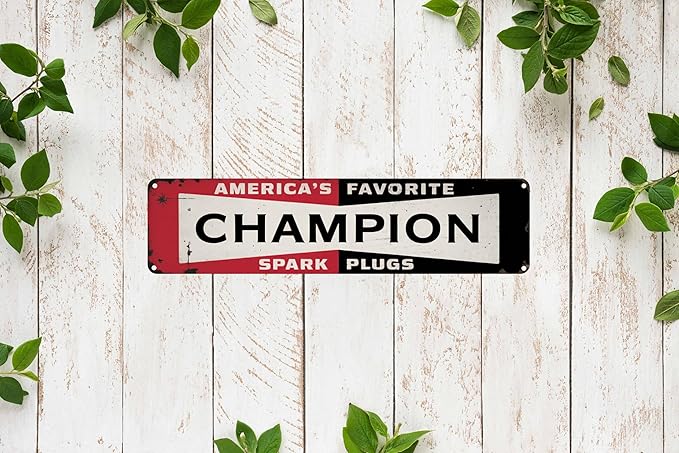 Champion Metal Sign 4x16in Motivational Retro Plaque for Gym Office Bedroom Home Decor Wall Art Cool Room