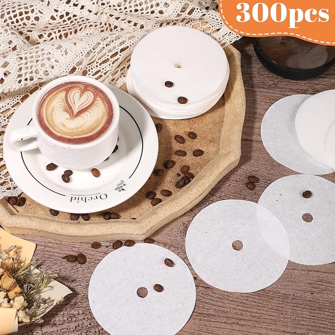 300 Count Percolator Coffee Filters, 3.75in Natural Unbleached Disposable Coffee Filter Disc Coffee Filters for Percolators Coffee Pot