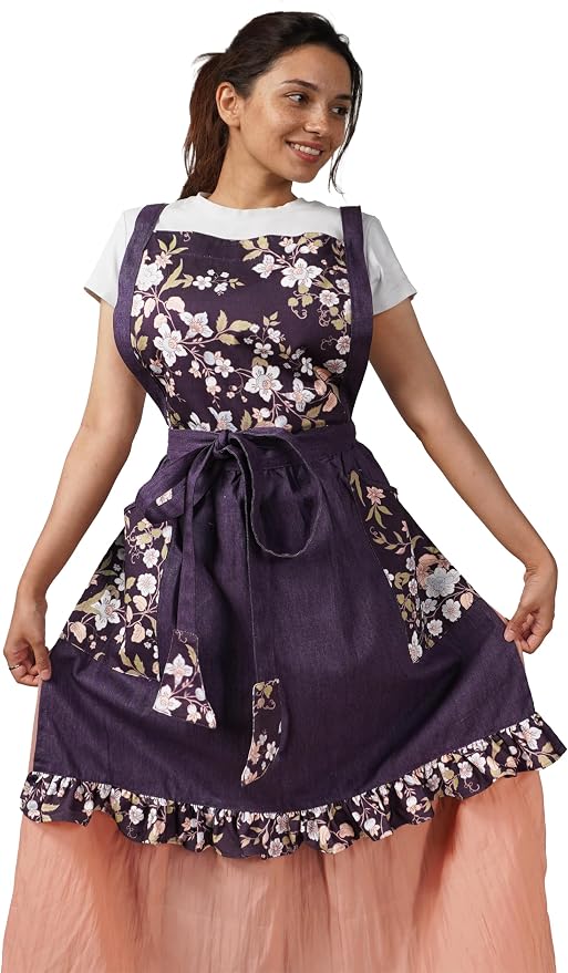 100% Cotton Printed Kitchen Apron with 2 Pockets for Men and Women – Adjustable Chef Apron - Machine Washable by Unknown