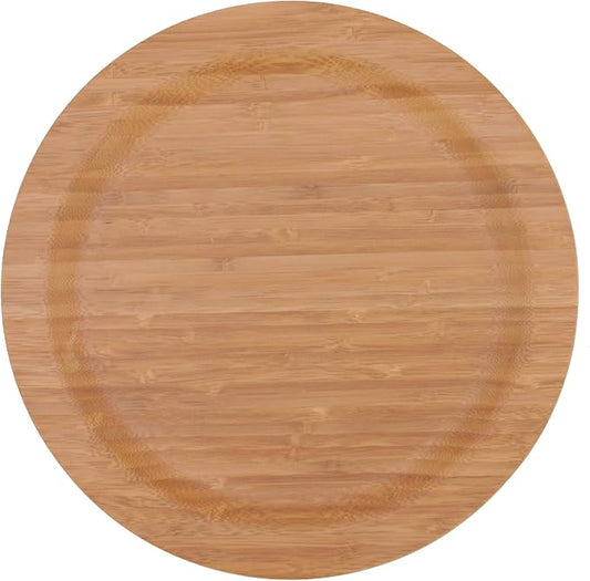 BambooMN 12" Dia Bamboo Reusable Dinnerware Charger Round Plates for Catered Events, Holidays, or Home Use Supplies, 10 Pcs