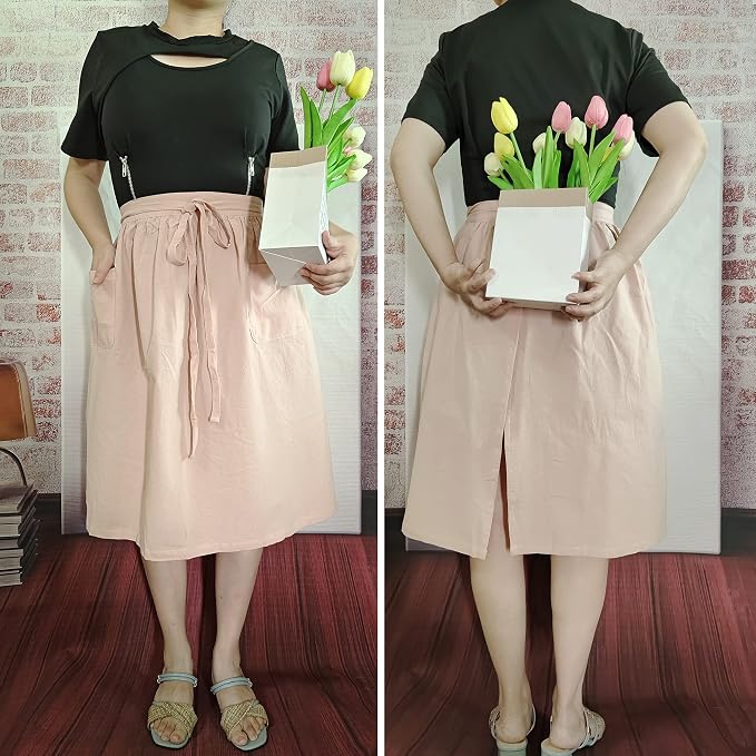 Unisex Chef Aprons White Retro Cotton Maid Short 2 Pockets Waist Waiter Waitress Half Apron - Image 2