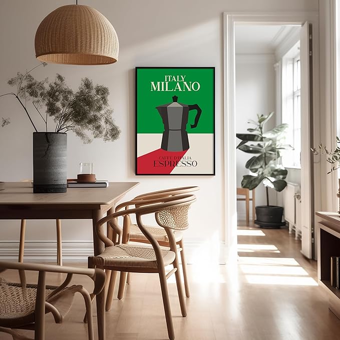 Poster Master Moka Pot Print - Espresso Poster - Italian Coffee Art - Great Gift for Barista, Coffee Lovers, Café Owner - Perfect Wall Decor for Dining Room, Kitchen - 11x14 UNFRAMED Wall Art