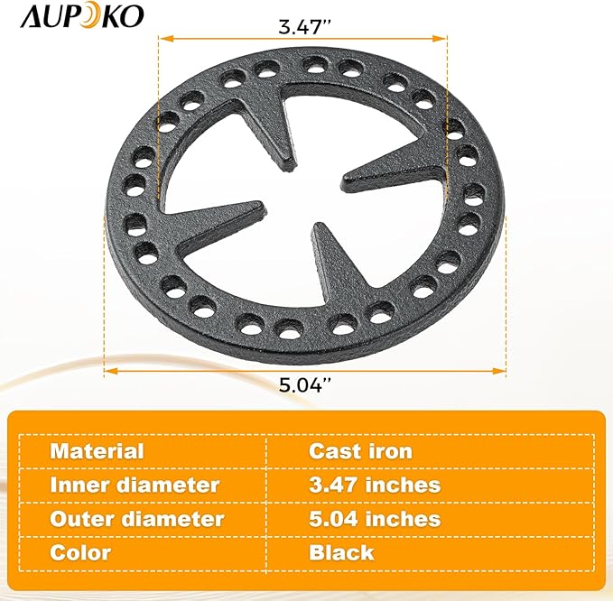 Aupoko Wok Ring for Gas Stove Compatible with Bialetti Moka Pot Accessories Smaller Pans Espresso Makers (5.04-Inch) Cast Iron Heat Diffuser Wok Stand