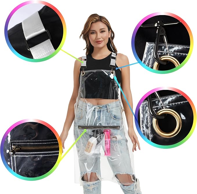Hair Stylist Apron with pocket - Waterproof Transparent Salon Apron,One-Size-Fits-Most, Adjustable webbing - Image 2