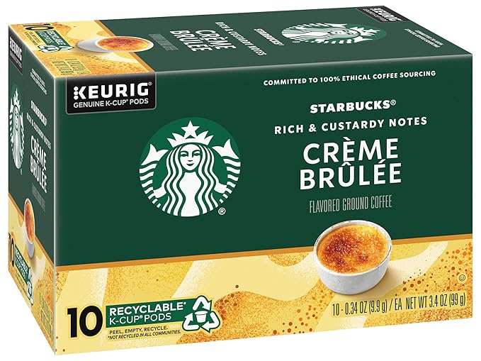 Starbucks Crème Brulée Flavored Blonde Roast Single Cup Coffee for Keurig Brewers, 10 Count - Pack of 2