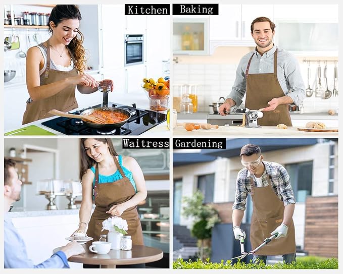 Yuubin Extra Large Aprons for Men Adjustable Button Apron with Pockets Chef Cooking Kitchen Aprons Women,Water&Oil Resistant - Image 5