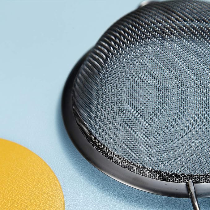 Kyraton Black Fine Mesh Strainer 3 Pieces Set, Flour Sifter For Baking, Stainless Steel Clander, Matcha Tea Strainer, Gravy Separator, Stasher Sieve Pasta Strainers