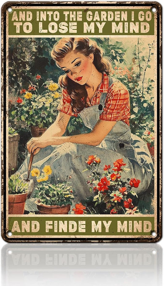 And Into The Garden I Go To Lose My Mind And Find My Soul Metal Sign Retro Tin Sign Wall Decor for Farmhouse Kitchen Cafe Home Yard 12×16 Inch by Unknown