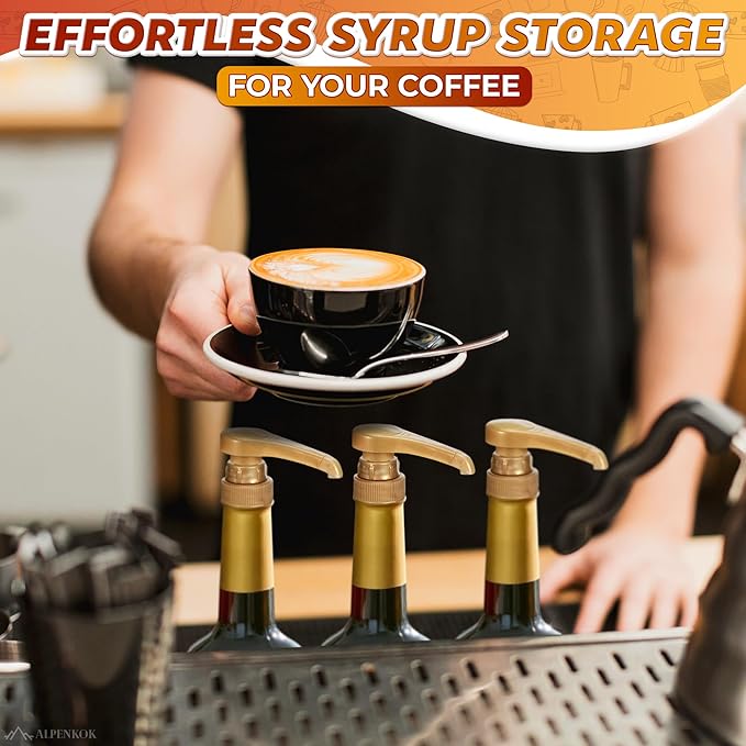 8 PCs Coffee Syrup Pumps - 9.25" Closed/11.54" Open Coffee Syrup Dispenser Pump - Fits Many 25.4 oz Bottles, Precise Dispensing, Lockable Mechanism, Easy to Use & Clean | Works with Liquids & Pastes