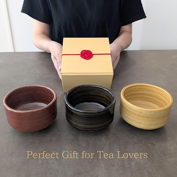 Product of Gifu Japan Ceramic Matcha Bowl, Handmade Chawan Japanese Green Tea Cup, Matcha Mixing Bowl, 400ml 13.6 oz, Brush Stroke Pattern, Red, Japanese Gifts