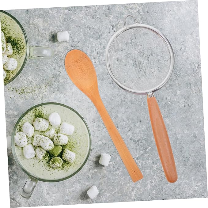 1Set Matcha Mixing Supplies Whisk Tea Scoop Spoon Fine Mesh Strainer for Home Milk Tea Shop Use Traditional Matcha Making Kit with Elegant Craftsmanship