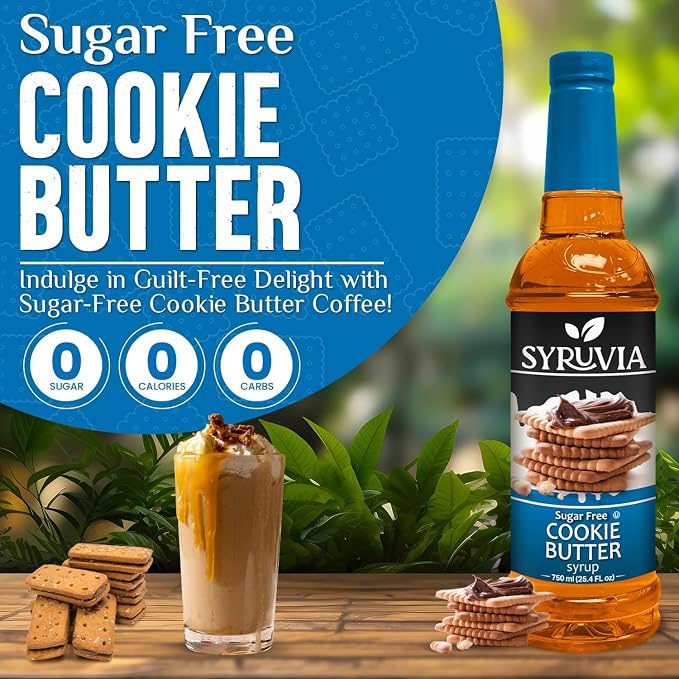 Syruvia Sugar Free Coffee Syrup, Cookie Butter Flavored Syrup for Drinks, Lattes, and Desserts – 25.4 fl oz, With Pump - Image 3