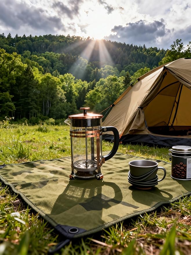 French Press Coffee Maker, 34Oz Coffee Press with 304 Stainless Steel 4 Filters, Borosilicate Glass Heat Resistant Carafe, 100% BPA-Free Teapot & Coffee Press, Copper Finish