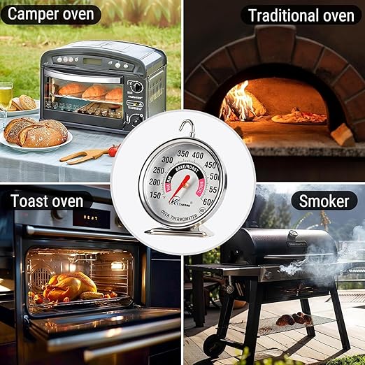 Oven Thermometer 150-600°F Pro Accurate Oven Temperature Gauge for Gas/Electric Ovens Instant Read Food Thermometer Hang or Stand