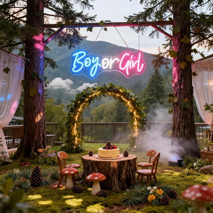 Nordstylee Led "Boy or Girl" Neon Signs Gender Reveal Party Decorations Neon Letters Signs Pregnancy Announcement Party Supplies Baby Shower Yard Signs(blue-pink) - Image 8