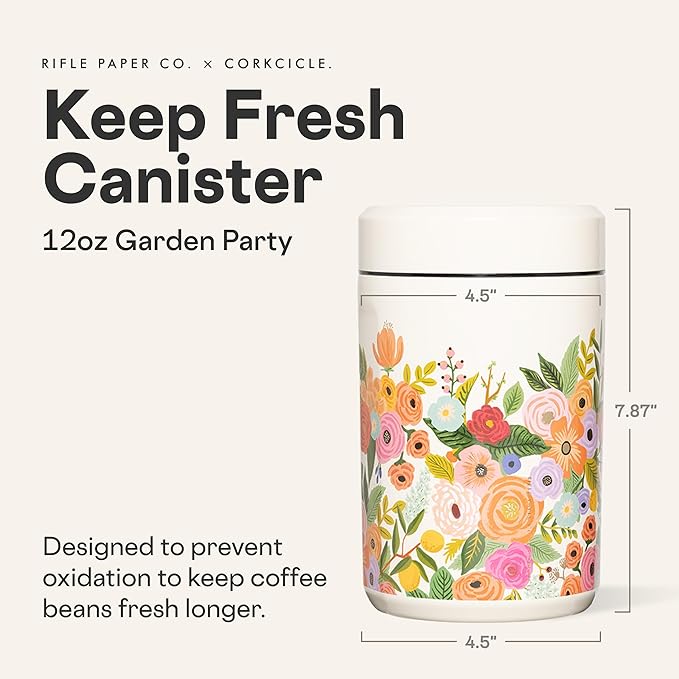 Corkcicle Keep Fresh Canister - Preserves Freshness for Coffee & Pantry Items - Airtight Seal - Internal Air Compressor - BPA-Free - Gift for Mom - Great for Mother's Day or Christmas - Rifle Paper