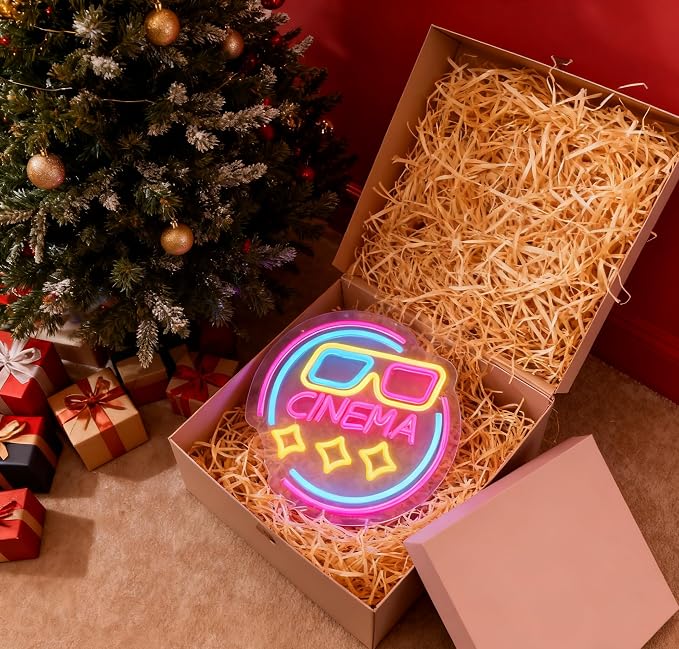 Cinema LED Neon Sign, USB Powered Decorative Neon Light for Cinema Home Theater Party Living Room Wall Table Movie Theme Decor 12.2 x 12.6 In - Image 8