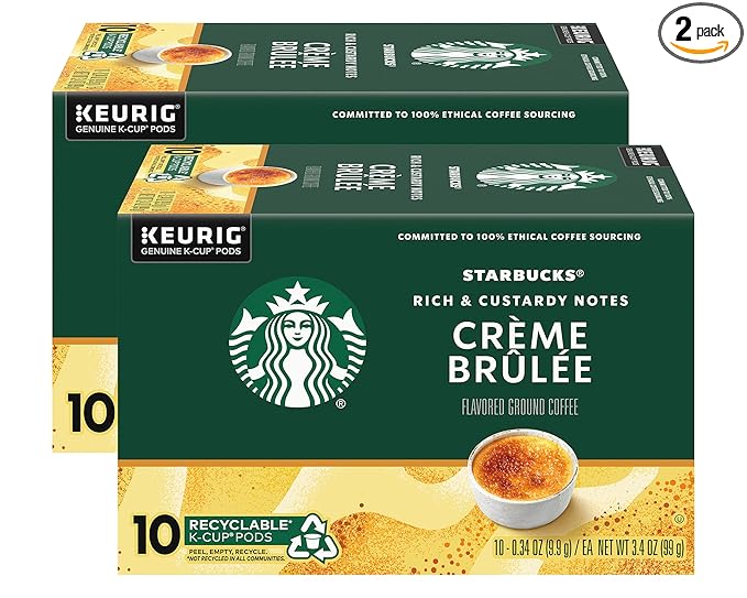 Starbucks Crème Brulée Flavored Blonde Roast Single Cup Coffee for Keurig Brewers, 10 Count - Pack of 2