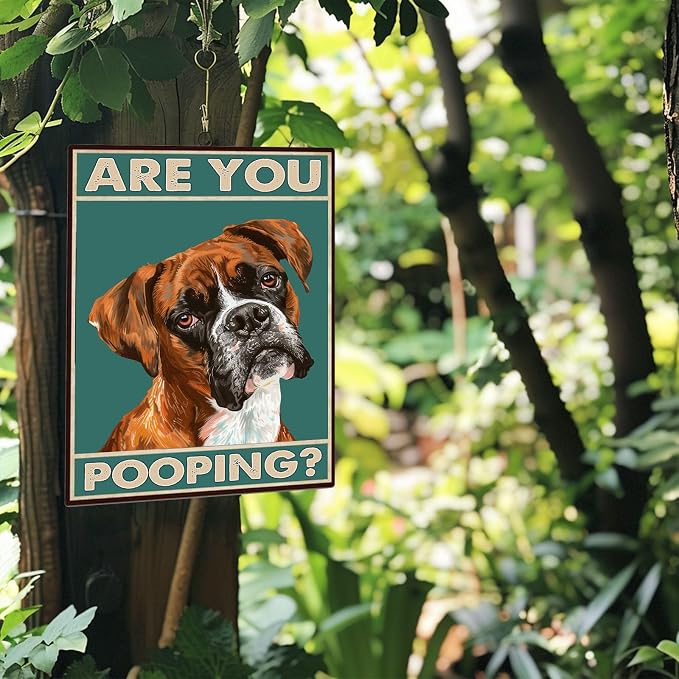 Dog Metal Signs Boxer Are You Pooping Funny Tin Sign Vintage Wall Decor for Bathroom Toilet Restroom Yard 8×12 Inches - Image 6