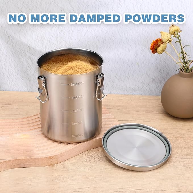 Stainless Steel Coffee Canister for Ground Coffee | 100% Airtight Metal Food Storage Container with Lid Sealed - Keep CoffeeS Beans, Sugar, Tea Fresh for Months (56 fl oz)