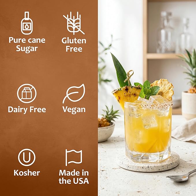 Syruvia Pineapple Syrup, Flavored Syrup for Drinks, Cocktails, Lemonades, Iced Teas, and Desserts – 25.4 fl oz