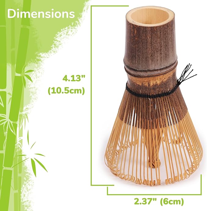 BambooMN Japanese Matcha Whisk Chasen - Traditional Handcurled Matcha Utensil - Black - 2 Pieces
