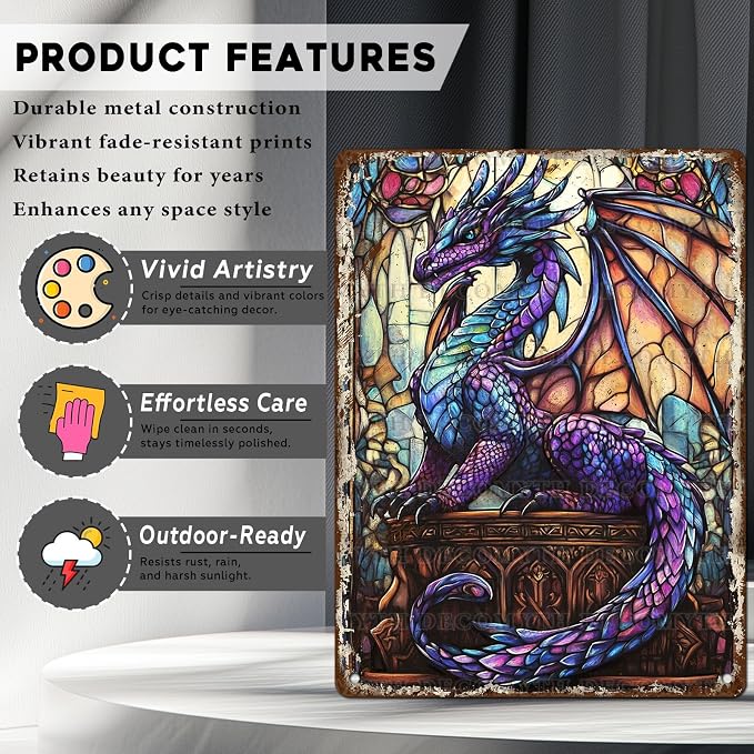 Dragon Tin Sign for Home Farm Outdoor Bathroom Restaurant Cafes Bars Club Kitchen Garage Art Wall Decor 12 * 16inch - Image 2
