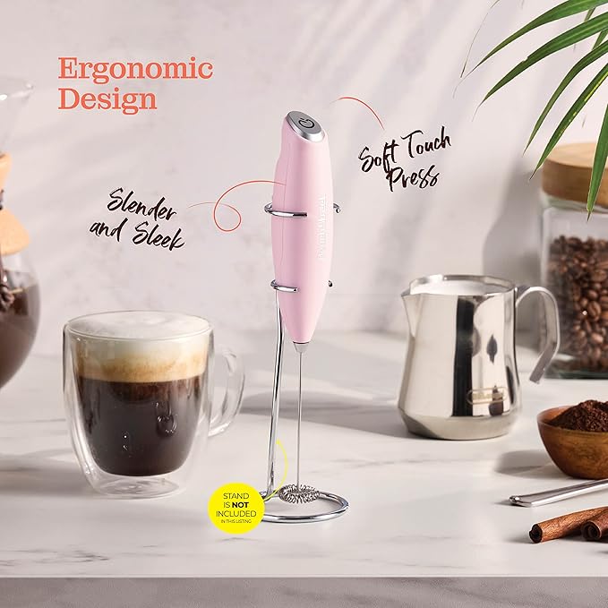 Powerful Handheld Milk Frother, Mini Milk Foamer, Battery Operated (Not included) Stainless Steel Drink Mixer for Coffee, Lattes, Cappuccino, Frappe, Matcha, Hot Chocolate.