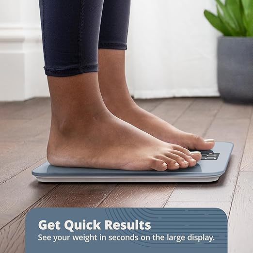 Greater Goods AccuCheck Digital Scale for Body Weight - Accurate Digital Bathroom Scale with High-Precision Sensors, Large Easy-to-Read Backlit Display, 400 lb Capacity, Auto Step-On (Stone Blue)