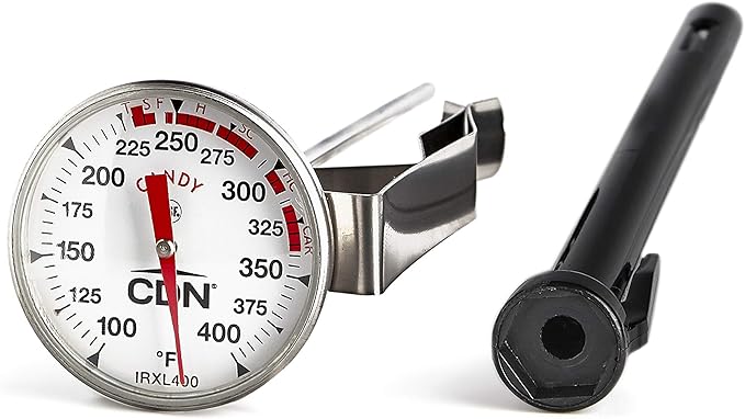 CDN ProAccurate Candy & Deep Fry Thermometer | Insta-Read 7" Stem | NSF Certified | 100–400°F Range | For Candy, Sugar, Oil, Deep Frying, Roasts, Poultry | Adjustable Pot Clip | IRXL400