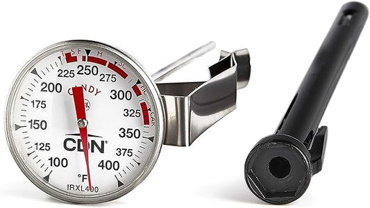 CDN ProAccurate Candy & Deep Fry Thermometer | Insta-Read 7" Stem | NSF Certified | 100–400°F Range | For Candy, Sugar, Oil, Deep Frying, Roasts, Poultry | Adjustable Pot Clip | IRXL400