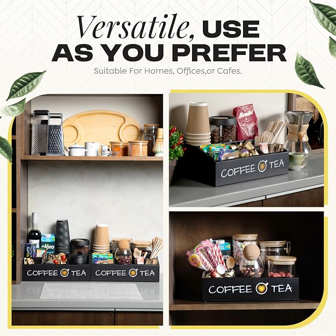 Vinvoli Coffee Station Organizer – Premium 2025 All-in-One Coffee Bar & Tea Organizer for Bar Accessories, Tea Storage, and Decor - Image 3