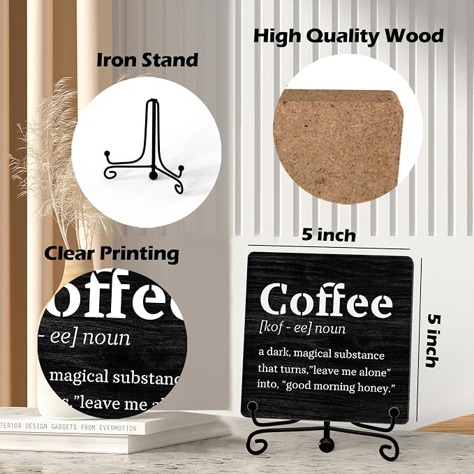 Coffee Bar Decor For Bar, Funny Cute Coffee Signs For Station Cafe Shop, Table Desk Kitchen Shelf Corner Decorations And Accessories (coffe-06) - Image 2