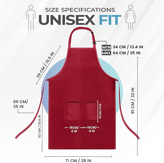 Utopia Kitchen 4 Pack Bib Apron Adjustable with 2 Pockets, Water and Oil Resistant, Cooking Kitchen Chef Apron for Women Men