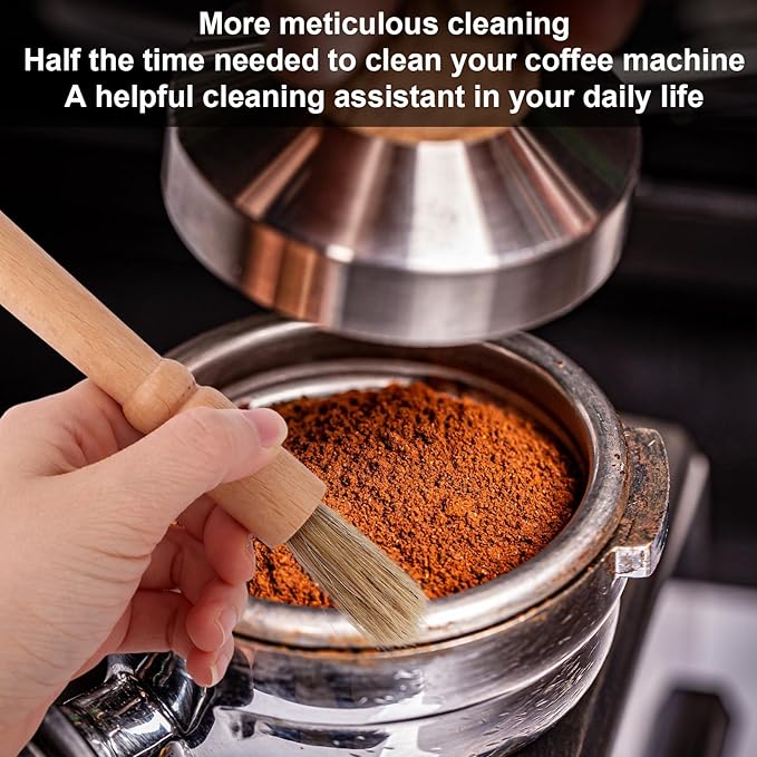 8pcs Coffee Cleaning Brush Set, Espresso Machine & Grinder Cleaning Brushes Long Handle Flexible Brush Cleaner and Scoop Tool for Clean Coffee Maker Grinder Brew Head and Barista Accessories