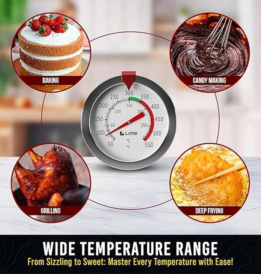 Candy Thermometer with Pot Clip - Deep Fry Oil Thermometer for Frying and Candle Making - Lemon