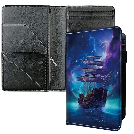 Server Books for Waitress, with 7 Large Pockets, Waiter Serving Book, Waitstaff Server Order Pads, Cute PU Leather Server Book with Pen Holder Fit Server Apron, Purple Ship by Unknown