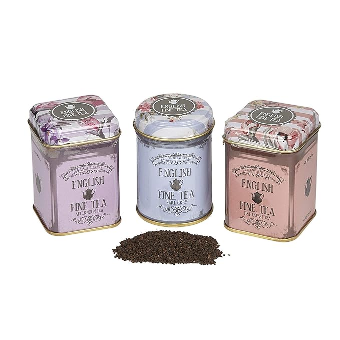 Vintage Floral 3x Mini Tea Tin Gift Pack with Assorted Loose Leaf English Tea