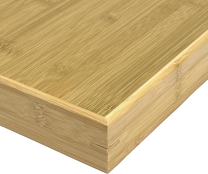 Bam & Boo 20" x 20" x 2" Square Natural Bamboo Ottoman Tray with Handles, Bamboo