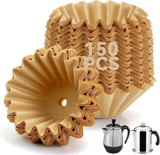 Percolator Coffee Filters Compatible with Farberware Coffee Percolator, 150 Pcs Disposable Perforated Filters for Farberware FCP240 Yosemite Coletti Bozeman 6/9 Cup Elite Gourmet 6 Cup