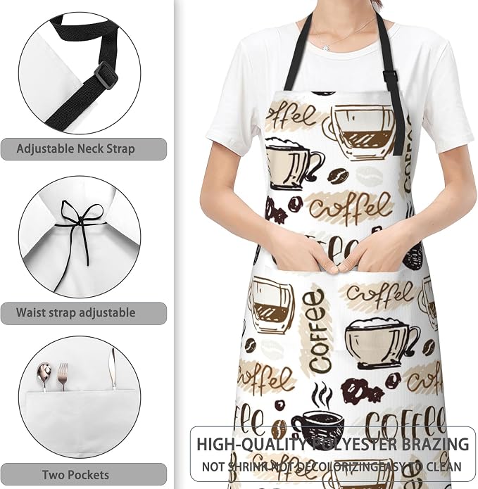 Apron, Stocking Stuffers Bib Apron with Adjustable Neck for Women, Suitable for Home Kitchen Cooking Apron - Image 3