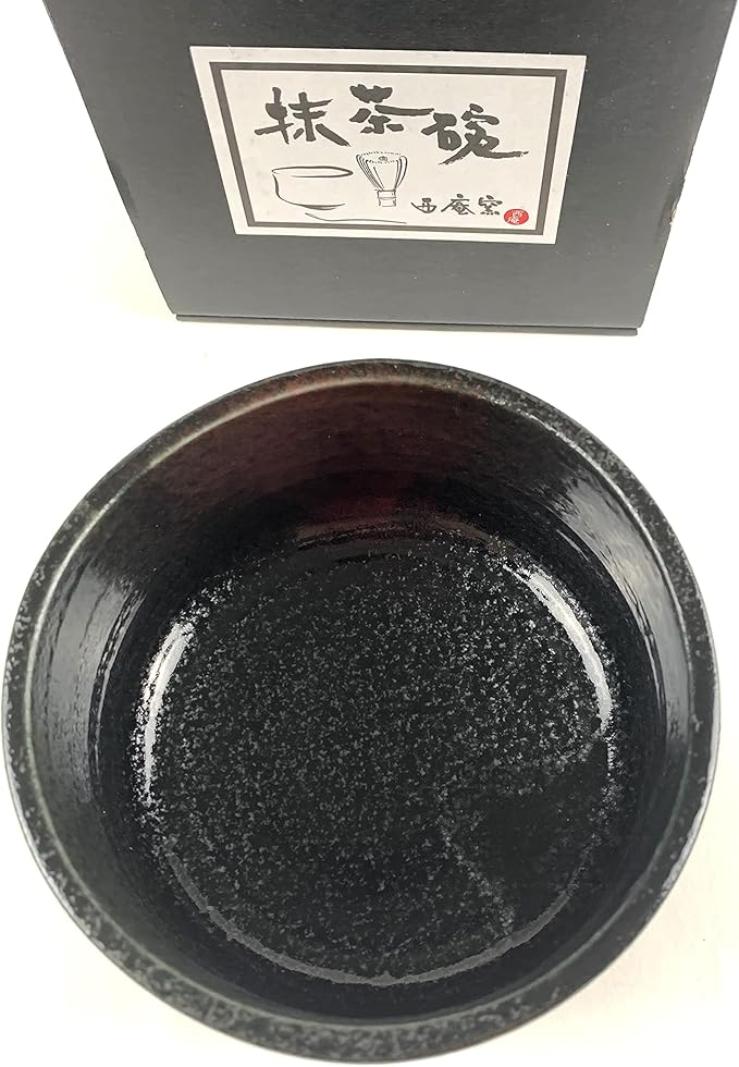JapanBargain, Japanese Matcha Bowl Chawan Porcelain Tea Bowl for Green Tea Ceremony, Black/Red, Made in Japan