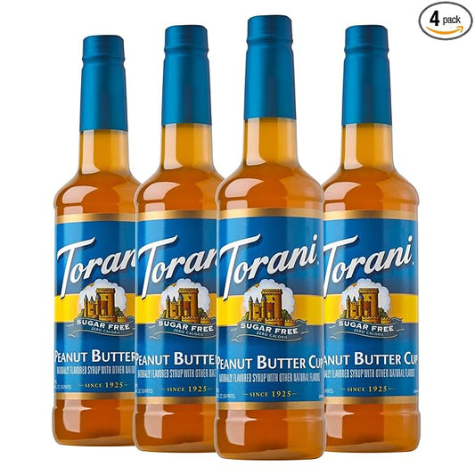 Torani Sugar Free Peanut Butter Cup Flavored Drink Syrup, 25.4 fl oz (Pack of 4)