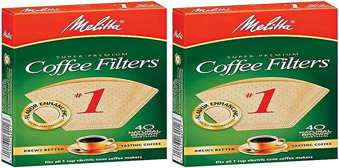 Melitta 620122#1 40 Count Natural Brown Cone Coffee Filters, Brown (Pack of 2)