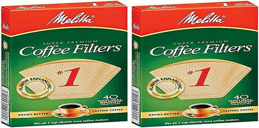 Melitta 620122#1 40 Count Natural Brown Cone Coffee Filters, Brown (Pack of 2)