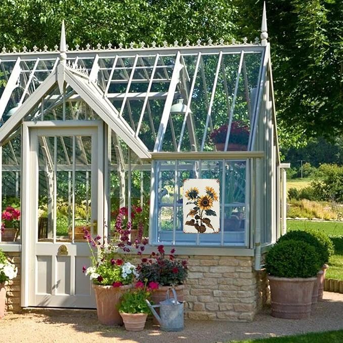 Flowers Metal Signs Sunflower Sign Vintage Tin Sign Aluminum Sign Retro Wall Decor for Living Room Bedroom Greenhouse Garden Yard Shop Bar 8×12 Inches - Image 5