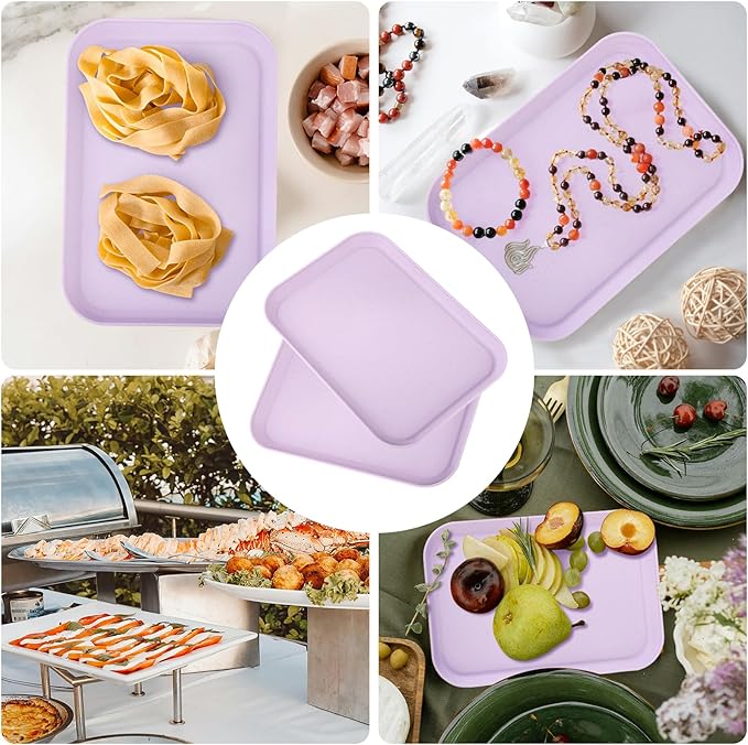 Purple Plastic Serving Platters and Trays,Serving Dishes for Entertaining,Rectangular Platters for Serving Food, Appetizer Serving Trays for Snacks,Charcuterie,Chips,Candy,Fruit,Sushi
